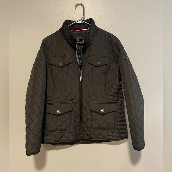 NWT Tommy Hilfiger Women’s Black Quilted Jacket size L - Picture 9 of 10